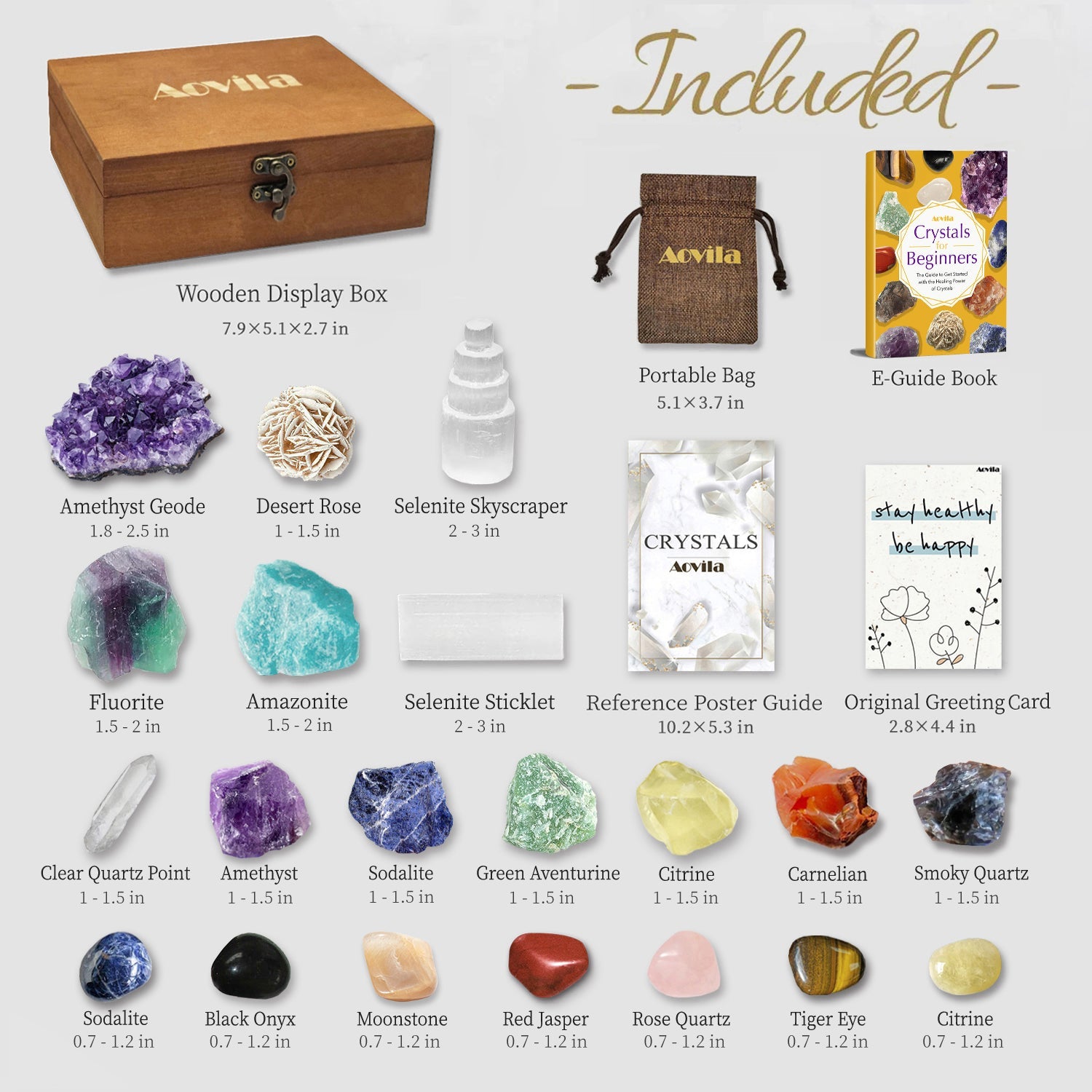 Aovila Healing Crystals and Chakra Stones Kit For Beginners