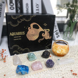 Aquarius Zodiac Crystals & Candle Holder Gift Set