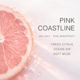 AOVILA Pink Coastline candle sea salt and pink grapefruit scent with citrus peel and watery floral notes