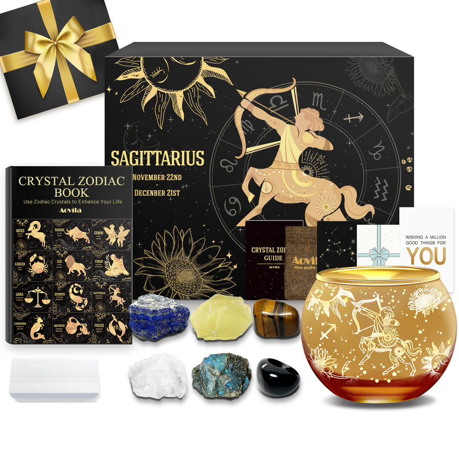 Zodiac Candle & Crystals Gift Set